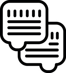 Simplified black and white line art of speech bubble icons, denoting communication or messaging concept