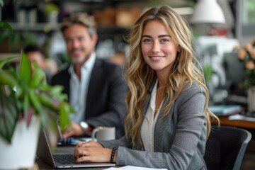 young woman working in a cafe.