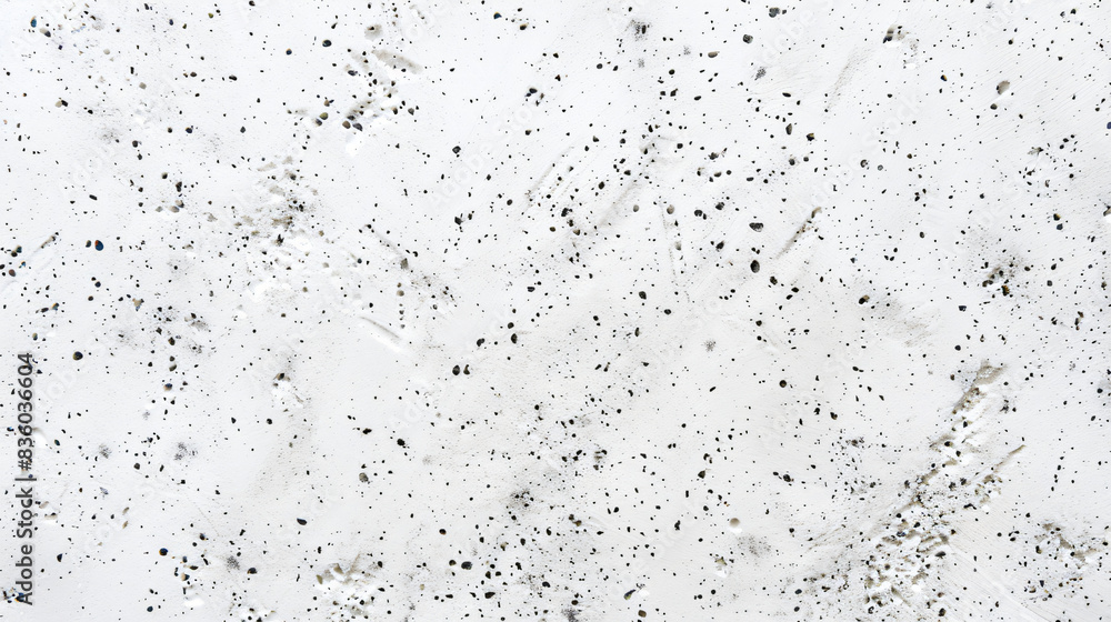Poster random black paint splatter pattern on a white surface, perfect for backgrounds and texture overlays