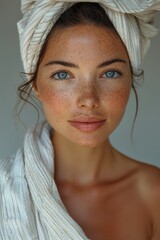 beautiful young woman in a white knitted sweater