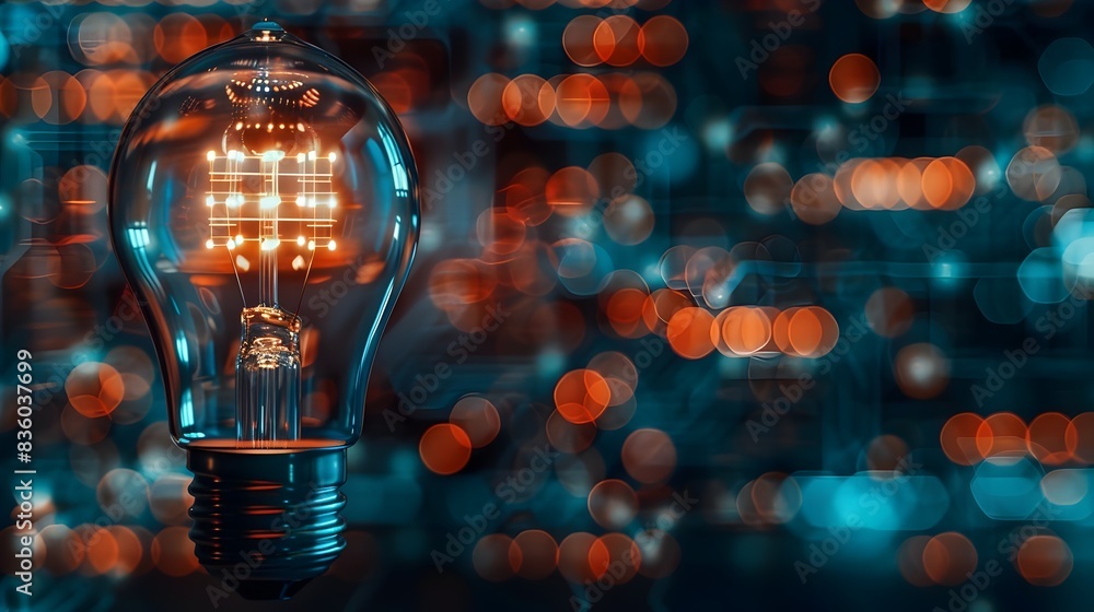 Poster illuminating tech driven business growth with a futuristic circuit board bulb