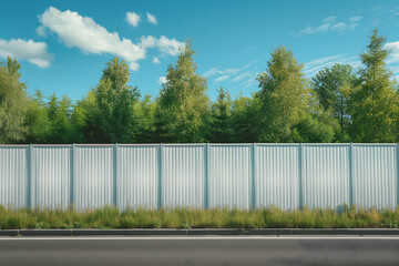 Enclosure of a road with trees in the background.
