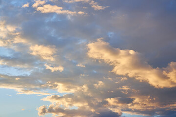 cloudy sky at sunset. Gradient color. Sky texture, abstract nature background