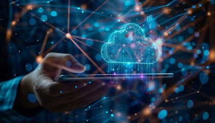 Digital technology, technical cloud support customer service concept, it's support data exchange.