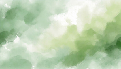 Calm and simple, Green and White Watercolor Background