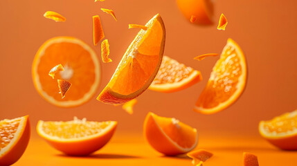 Energize your screens with this vibrant, AI generated orange slices artwork