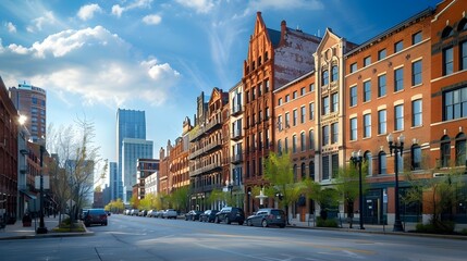 Naklejka premium Historic Business District with Converted Modern Offices in Urban Landscape