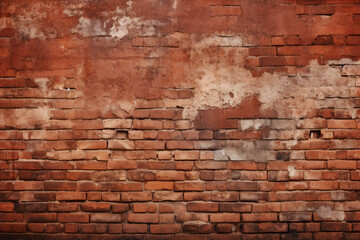 Obraz premium Processed collage of obsolete red brock masonry wall texture. Background for banner, backdrop