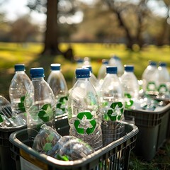 Sustainable Community Recycling Event in a Local Park with Nature Background and Copy Space