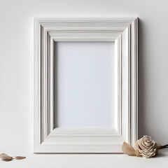Fototapeta premium White frame, Wood frame, Wall art, clip art, Wall art, clip art, room, frame, interior, board, white, vintage, space, mock, wall, wood, background, mock-up