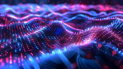 Mesmerizing Neon Particle Waves with Vibrant Gradient Patterns for Futuristic Digital Art Design