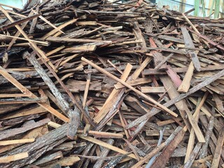 Pile of wood chips for fuel