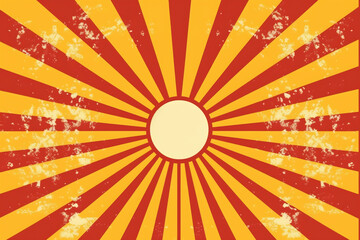 Sunlight retro background. Magic Sun beam ray pattern background. Old paper starburst. Circus style. Pale red, blue, beige color burst background