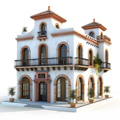 Fototapeta premium Mexican Hacienda: Simple Illustration on White Background