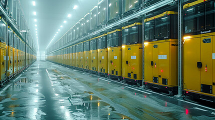 Fototapeta premium Modern Logistics and Supply Chain Management A Well-Organized Warehouse with Efficient Inventory Storage and Advanced Distribution Systems Showcasing Seamless Operations Wallpaper Digital Art Poster