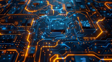 2d illustration Abstract futuristic electronic circuit technology background