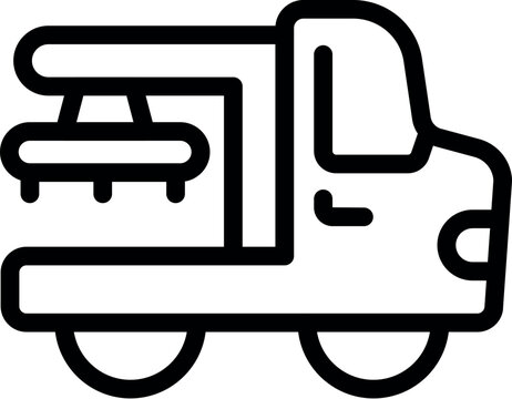 recommend clip art: Black and white vector illustration of a flat design tow truck icon isolated on white background