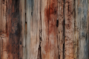 Fototapeta premium Processed collage of wooden bark chips flat surface texture. Background for banner, backdrop