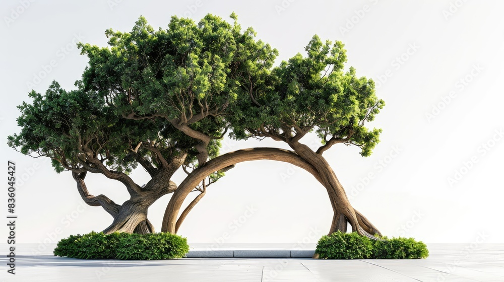 Poster presentation area available in a large tree shaped frame against a white backdrop