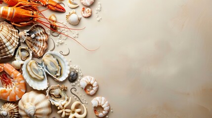 Obraz premium Background for the menu of a seafood restaurant.neutral background