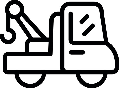 recommend clip art: Illustration of a flat design tow truck icon vector illustration for vehicle towing and transportation service assistance in black and white isolated outline