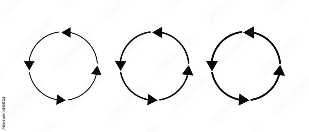 Poster circle arrow icon set. reload icon. circular arrow icon vector illustrate. black circle arrows for i