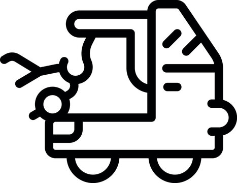 recommend clip art: Simple line art vector of a flatbed tow truck, suitable for web and print