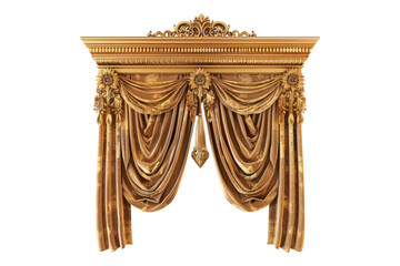 Golden realistic luxury curtain isolated on transparent background