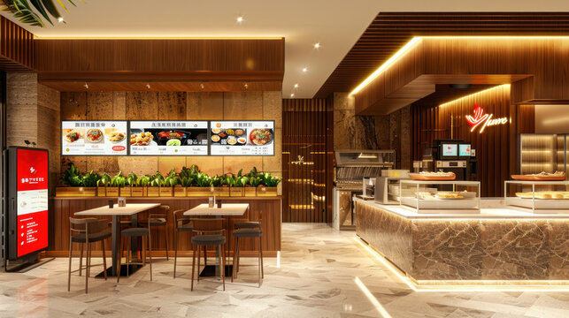 Modern fast food restaurant interior