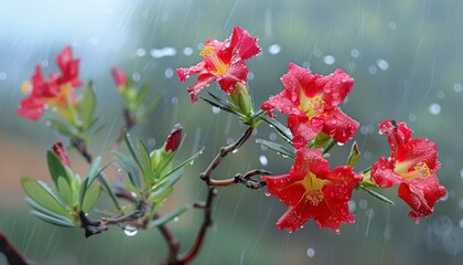 Vibrant Adenium Blooms: A Rainy Season Spectacle