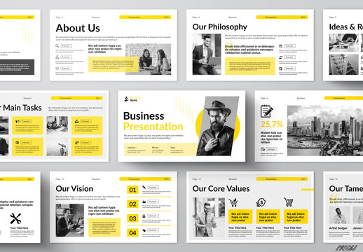 Presentation Layout in Light Beige with Yellow Accents