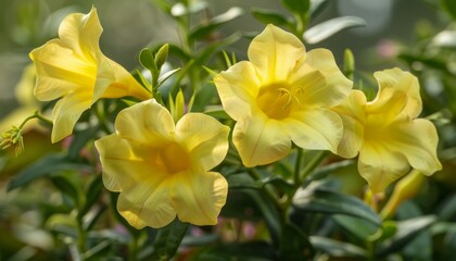 Naklejka premium Blooming Beauty: Allamanda Blanchetii in the Garden