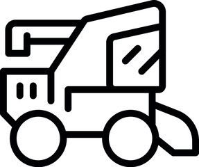Line art icon representing a construction vehicle, suitable for web and print
