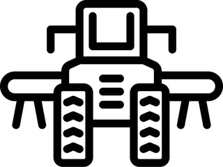 Simplified graphic icon of a modern agricultural tractor in black and white, suitable for various designs
