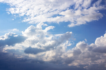 cloudy weather meteorology background. cumulus clouds on the blue sky blown by the wind