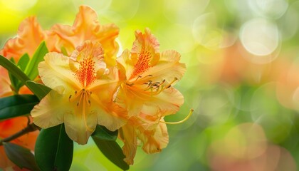 Fototapeta premium Blooming Beauty: The Radiant Orange and Yellow Rhododendron