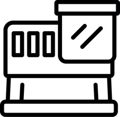 Black line art icon of a classic film camera for photographyrelated themes