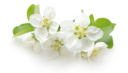Beauty in Bloom: Apple Blossom on a White Canvas --ar 7:4
