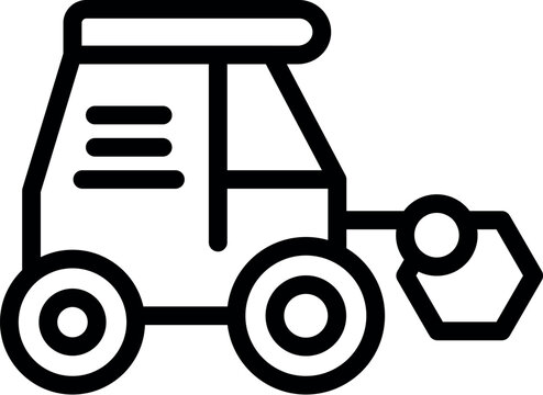 recommend clip art: Black and white line art illustration of a modern farm tractor icon
