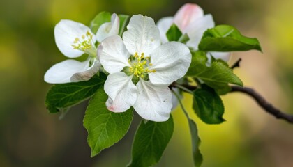 Obraz premium Blossoming Beauty: Apple's White Flowers in Spring