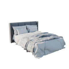 Modern double bed on isolated white background