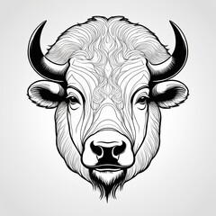 Elegant Line Art, a bison's face