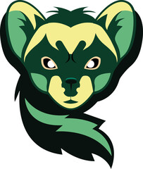 ferret in green on a white background.