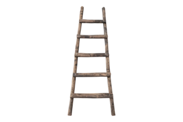 Wooden ladder isolated on transparent background