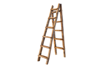 Wooden ladder isolated on transparent background