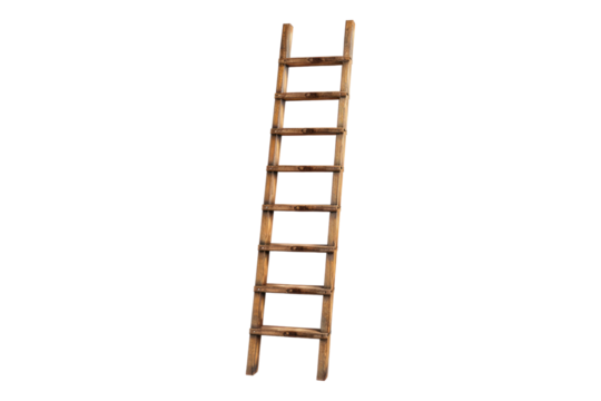 Wooden ladder isolated on transparent background