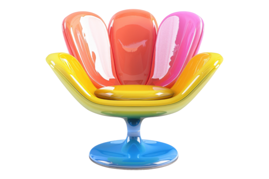 Modern color tulip chair isolated on transparent background