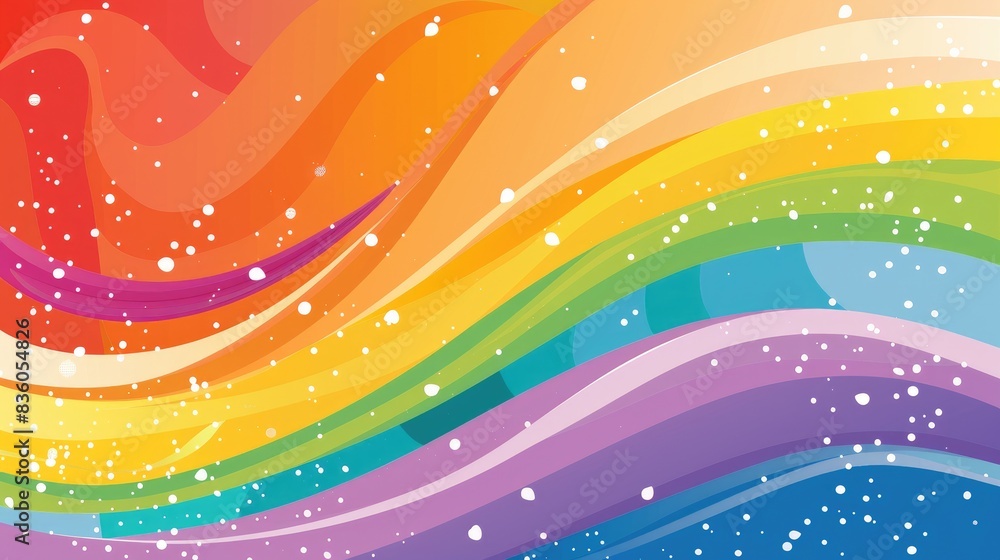 Poster a dynamic, wave-patterned lgbt rainbow background with a clear section for text, great for event pro