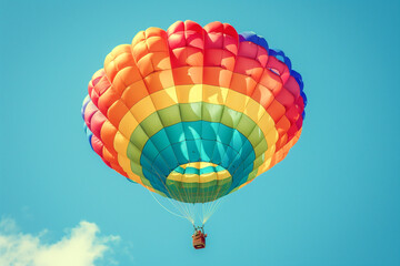 Fototapeta premium Featuring a large rainbow-colored parachute soaring in the sky, symbolizing support for the LGBTQ+ community