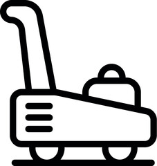 Simple black and white line icon of a lawn mower, suitable for various digital and print purposes